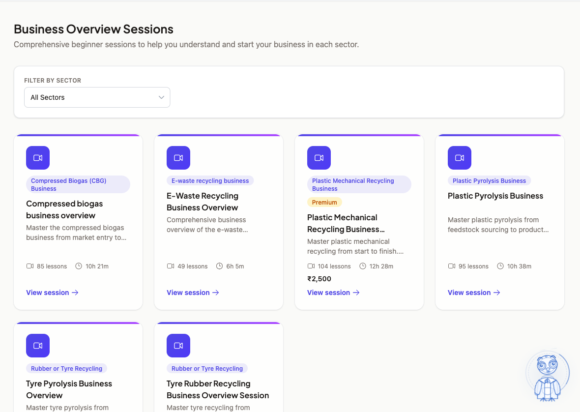 Browse Business Overview Sessions by sector